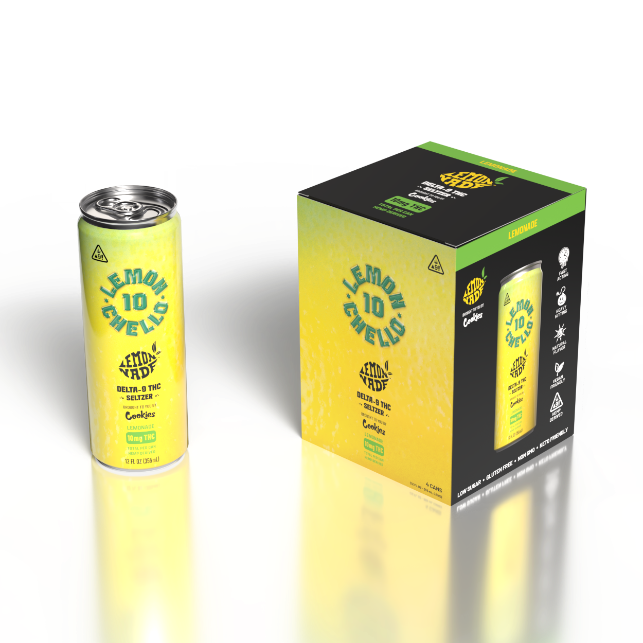 Delta 9/THC Seltzer Can 10mg - Lemoncello - 24 Pack