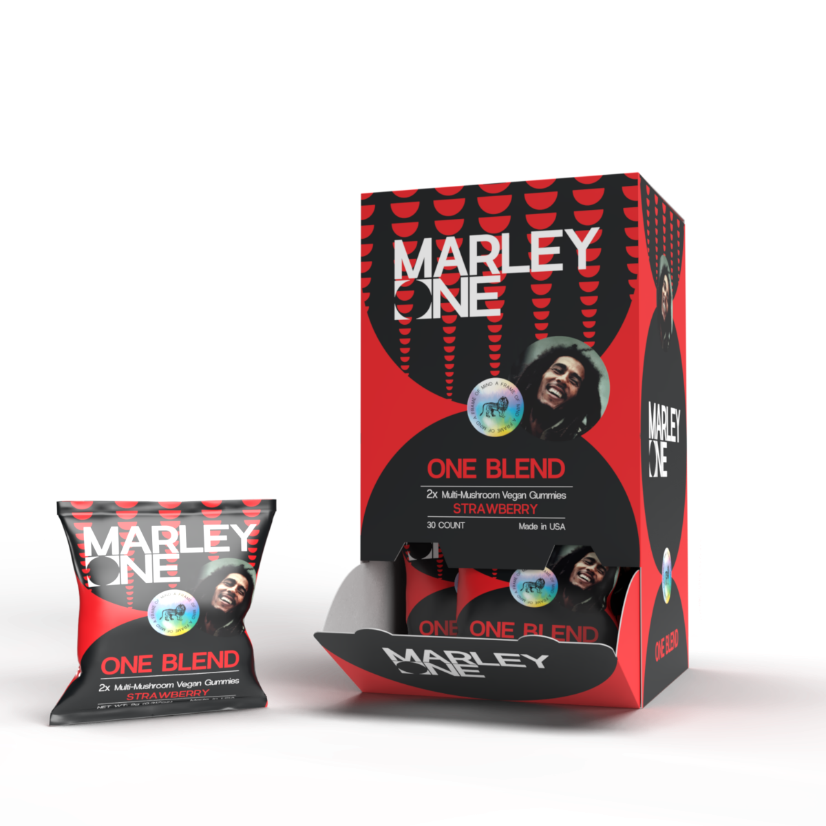 One Blend Gummy 6mg 2ct Bag - Strawberry - 30ct Pop Box