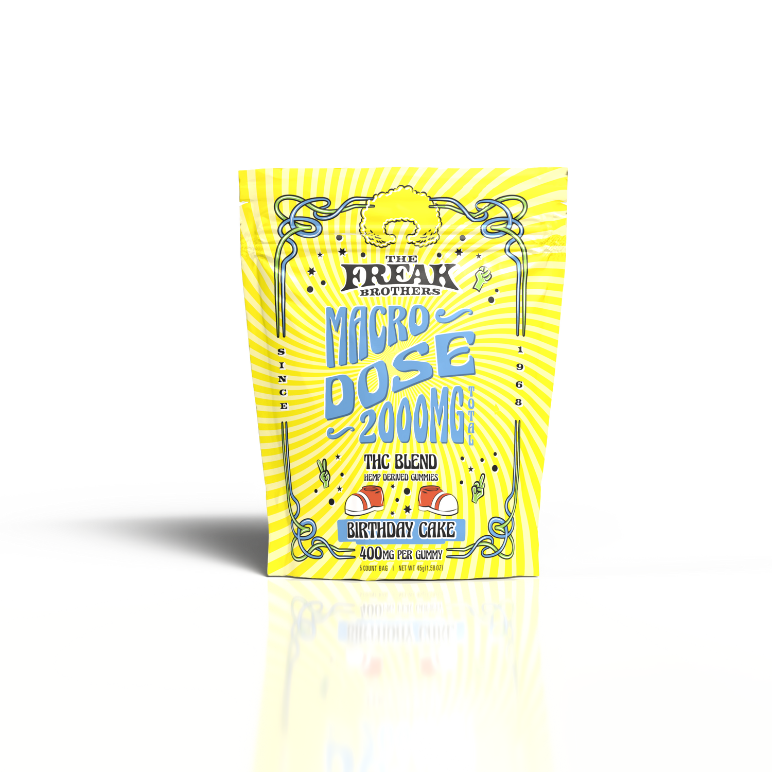 Freak Brothers - Hemp Blend Gummy Big Cube 400mg 5ct Bag - Birthday Cake 10ct Pop Box