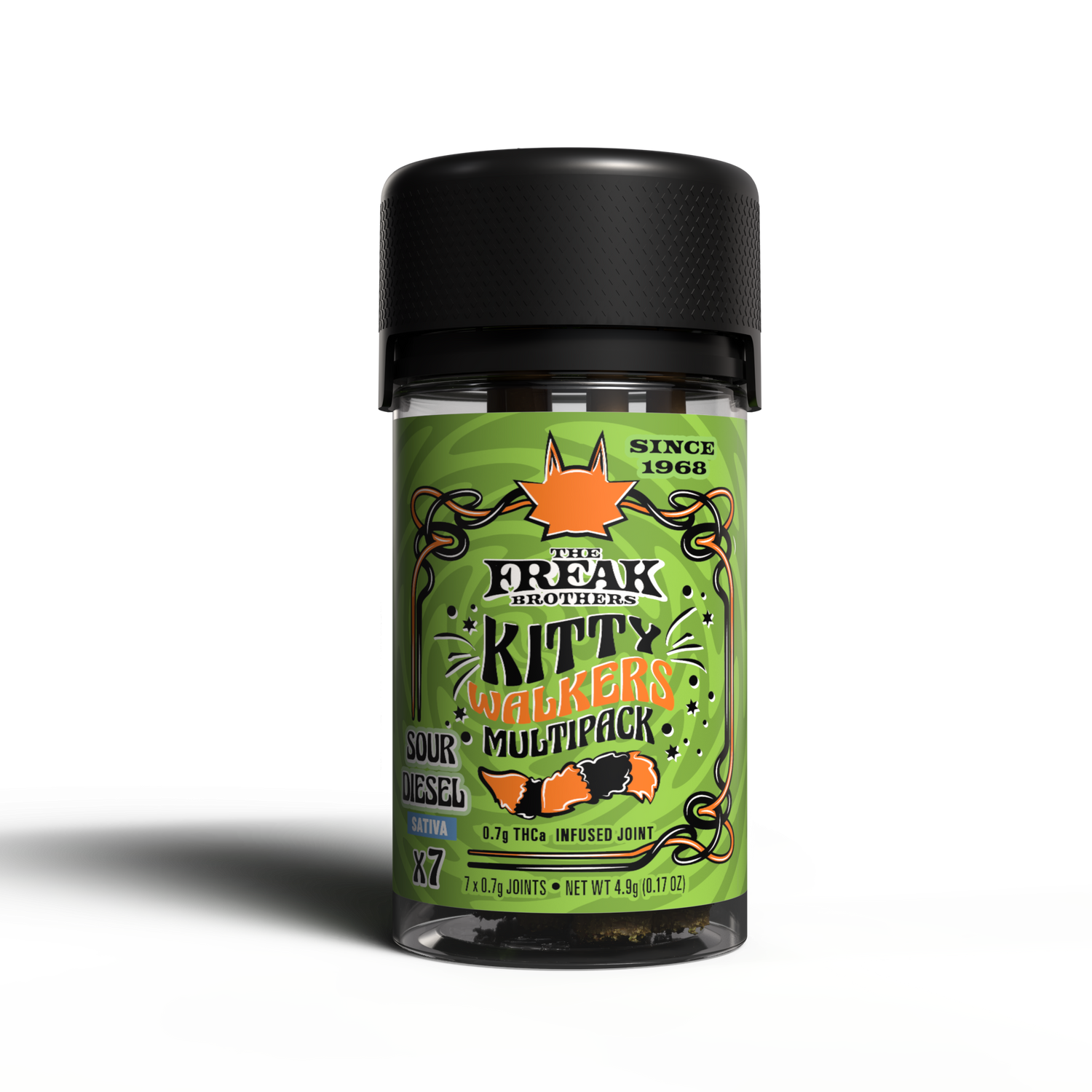 Freak Brothers - THCA Kitty Walkers Pre-Roll 0.7g - 7ct Jar - Sour Diesel
